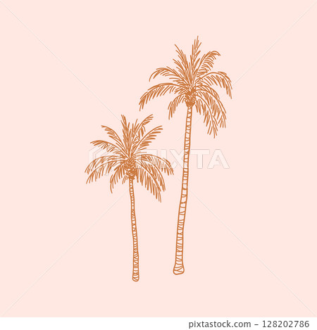 Palm tree with leaf and trunk 128202786