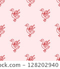 Seamless pattern with Goose decorated coquette bow ribbon 128202940