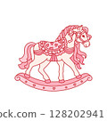 Vintage toy, rocking horse stylized in coquette aesthetic 128202941