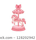 Vintage toy, carousel horse stylized in coquette aesthetic 128202942