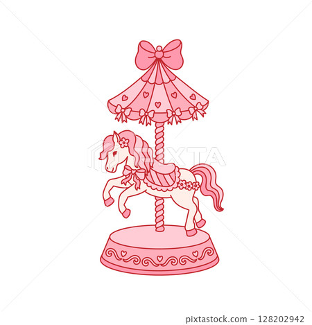 Vintage toy, carousel horse stylized in coquette aesthetic 128202942