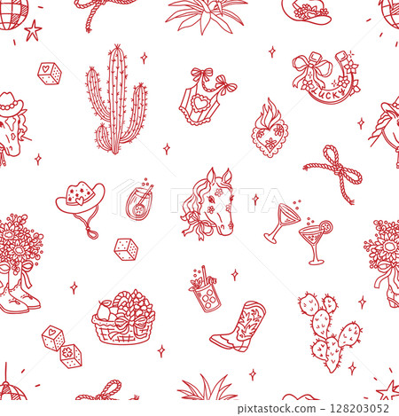 Seamless pattern with cowboy design elements 128203052