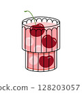 Cherry berry beverage with ice 128203057