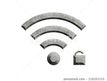 帶有開啟的鎖狀 wifi 圖示象形圖的具體 Wi-Fi 符號的插圖 128203135