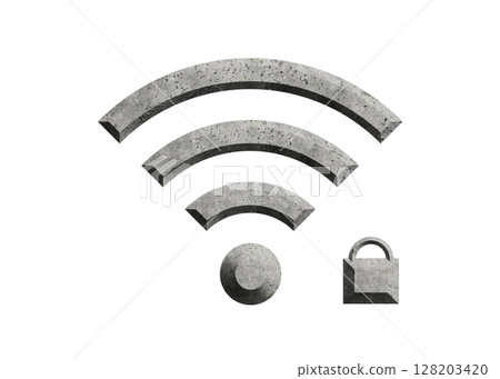 Illustration of a gray Wi-Fi symbol with a lock wifi icon pictogram 128203420