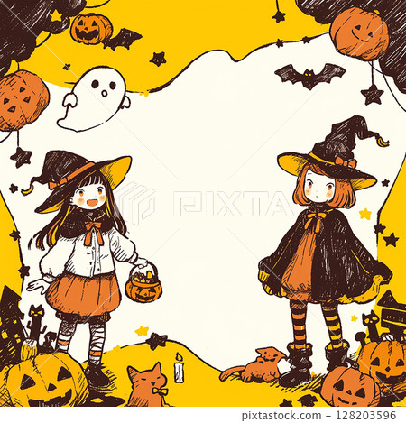 穿著萬聖節服裝的可愛孩子們 穿著萬聖節服裝的可愛孩子們 128203596