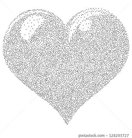 Black stipple dotted heart Black stipple dotted heart 128203727
