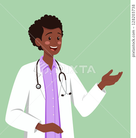 Dark Skinned Female Doctor with Stethoscope 128203738