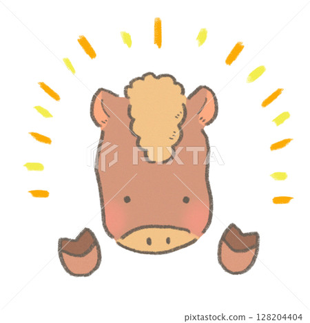 一匹可愛的馬用雙手做出和平手勢 128204404