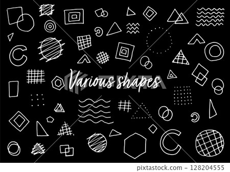 Geometric analogue material drawn by hand using a pen 128204555