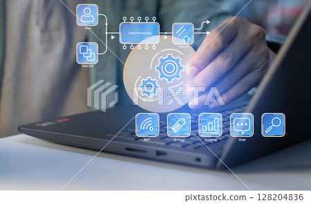 Update application software and hardware upgrade technology concept, AI upgrade 128204836
