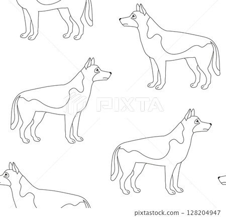 Vector seamless pattern of outline shepherd dog Vector seamless pattern of outline shepherd dog 128204947