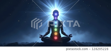 Chakra Meditation Beneath Celestial Night Sky 128205228