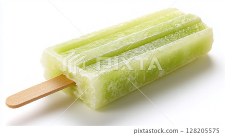 Green melon flavored popsicles on a white background, crunchy ice candy 128205575