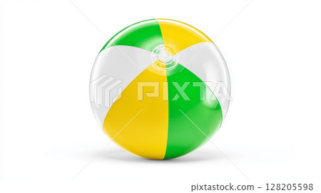 Illustration of a green and yellow beach ball on a white background, image of fun summer water play Illustration of a green and yellow beach ball on a white background, image of fun summer water play 128205598
