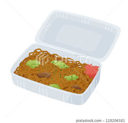 Illustration of festival fried noodles in a pack Illustration of festival fried noodles in a pack 128206381