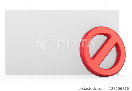 Blank card with prohibition sign. 3D rendering Blank card with prohibition sign. 3D rendering 128206816
