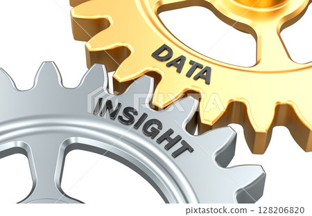Data and Insight, gears. 3D rendering 128206820