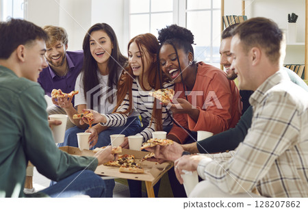 Pizza Party Fun at Home with Friends Pizza Party Fun at Home with Friends 128207862