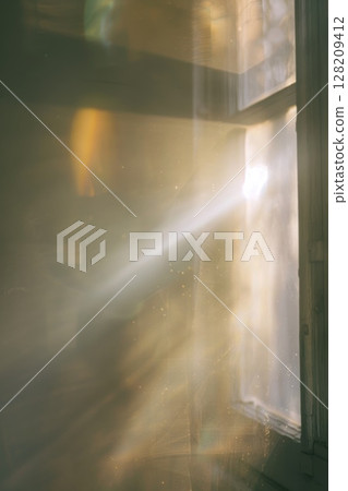 Sunlight Filtering Through Sheer White Curtains in a Serene Minimalist Room Sunlight Filtering Through Sheer White Curtains in a Serene Minimalist Room 128209412