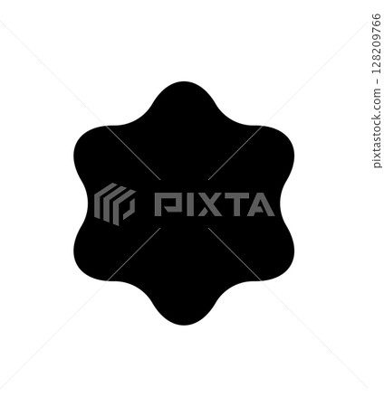 Black Sticker Logo Tag Emblem. Label Shape for Badge Design, Sale Offer, Original Product Mark, Branding Element. Black Rounded Jewish Star Silhouette. Vector Illustration. Black Sticker Logo Tag Emblem. Label Shape for Badge Design, Sale Offer, Original Product Mark, Branding Element. Black Rounded Jewish Star Silhouette. Vector Illustration. 128209766
