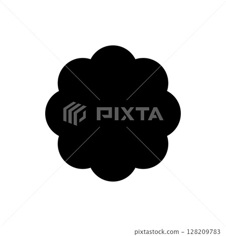 Black Sticker Logo Tag Emblem. Label Shape for Badge Design, Sale Offer, Original Product Mark, Branding Element. Scalloped Round Circle Silhouette. Vector Illustration. Black Sticker Logo Tag Emblem. Label Shape for Badge Design, Sale Offer, Original Product Mark, Branding Element. Scalloped Round Circle Silhouette. Vector Illustration. 128209783