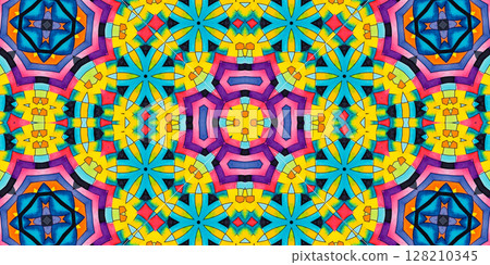 Bright multicolor background with colorful abstract kaleidoscopic pattern 128210345