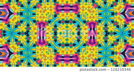 Bright multicolor background with colorful abstract kaleidoscopic pattern 128210346