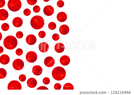 Abstract fashion grunge polka dots background. White DOTTED pattern with red textured circles. Template design for web page, banner, poster, card Abstract fashion grunge polka dots background. White DOTTED pattern with red textured circles. Template design for web page, banner, poster, card 128210466