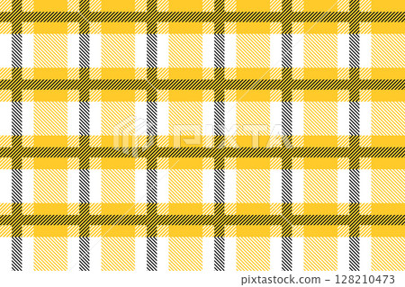 Orange and black Scotland seamless pattern. Fabric texture check tartan plaid. Abstract geometric background for cloth, card, fabric. Monochrome graphic repeating design. Modern squared ornament 128210473