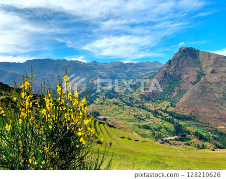 andscape Sacred Valley of Incas in Peru, peaceful fertile El Valle Sagrado andscape Sacred Valley of Incas in Peru, peaceful fertile El Valle Sagrado 128210626