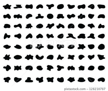 Random irregular shapes of organic black blobs Random irregular shapes of organic black blobs 128210787