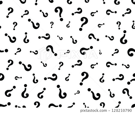 Black question mark on a white background, seamless pattern 128210790