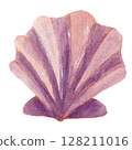 Watercolor sketch of light purple fantasy seashell.  128211016