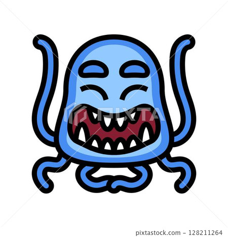 teeth cute monster color icon vector illustration 128211264
