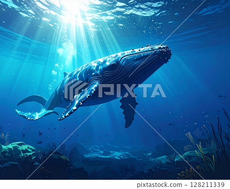 swimming whale 128211339