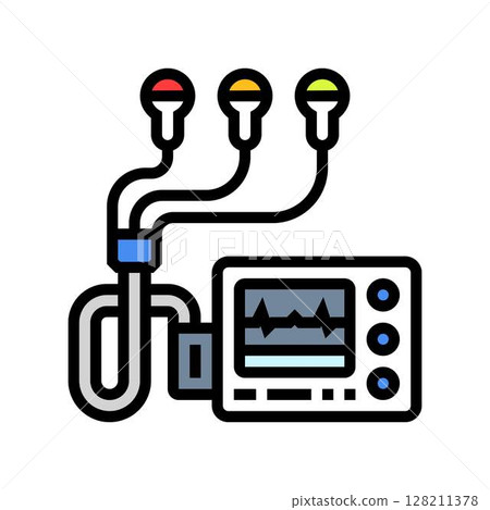 holter monitor cardiology accessories color icon vector illustration 128211378