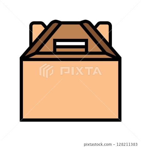 carry box cardboard packaging color icon vector illustration 128211383
