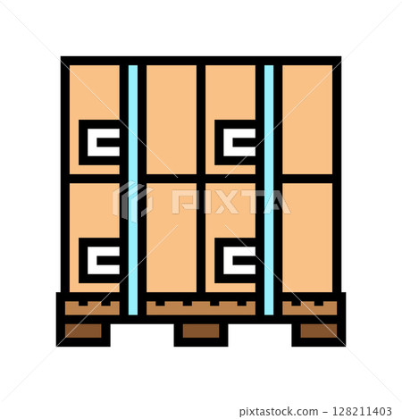 pallet box cardboard packaging color icon vector illustration 128211403