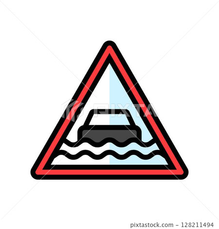 heavy rain flooding car driving obstacles color icon vector illustration heavy rain flooding car driving obstacles color icon vector illustration 128211494