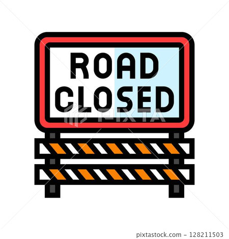 detours road closures car driving obstacles color icon vector illustration 128211503
