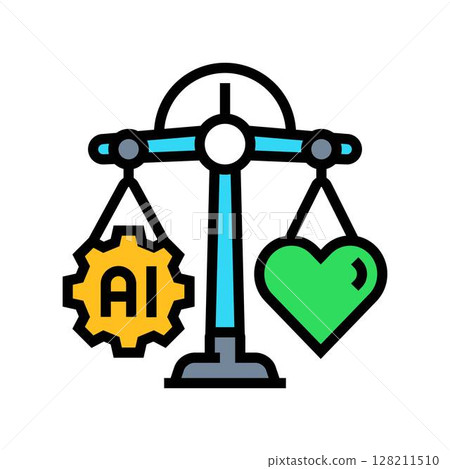 ethical ai balance scale deep learning color icon vector illustration 128211510