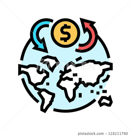 trade route map geographical discoveries color icon vector illustration 128211780