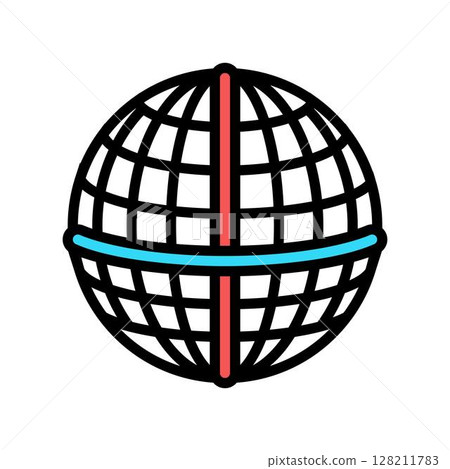 longitude and latitude lines color icon vector illustration 128211783