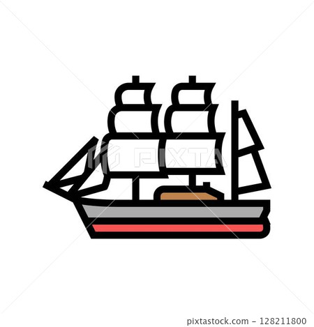 ship with sails geographical discoveries color icon vector illustration 128211800