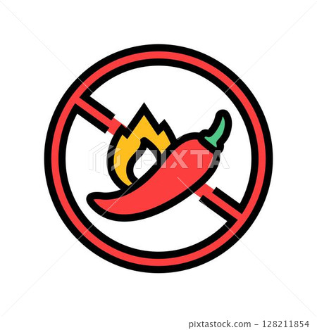 avoiding spicy food diarrhea color icon vector illustration avoiding spicy food diarrhea color icon vector illustration 128211854