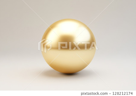 A spherical gold matcap material displays a glossy surface and subtle reflections against a neutral background, emphasizing its anime-inspired design 128212174