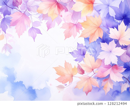 Autumnal maple leaves, autumn image, illustration 128212494