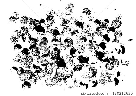 Hand drawn black ink blotches grunge texture overlay isolated on white background 128212639
