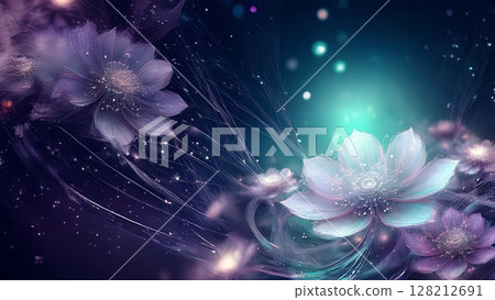 Fantastic light flowers blooming at night Fantastic light flowers blooming at night 128212691